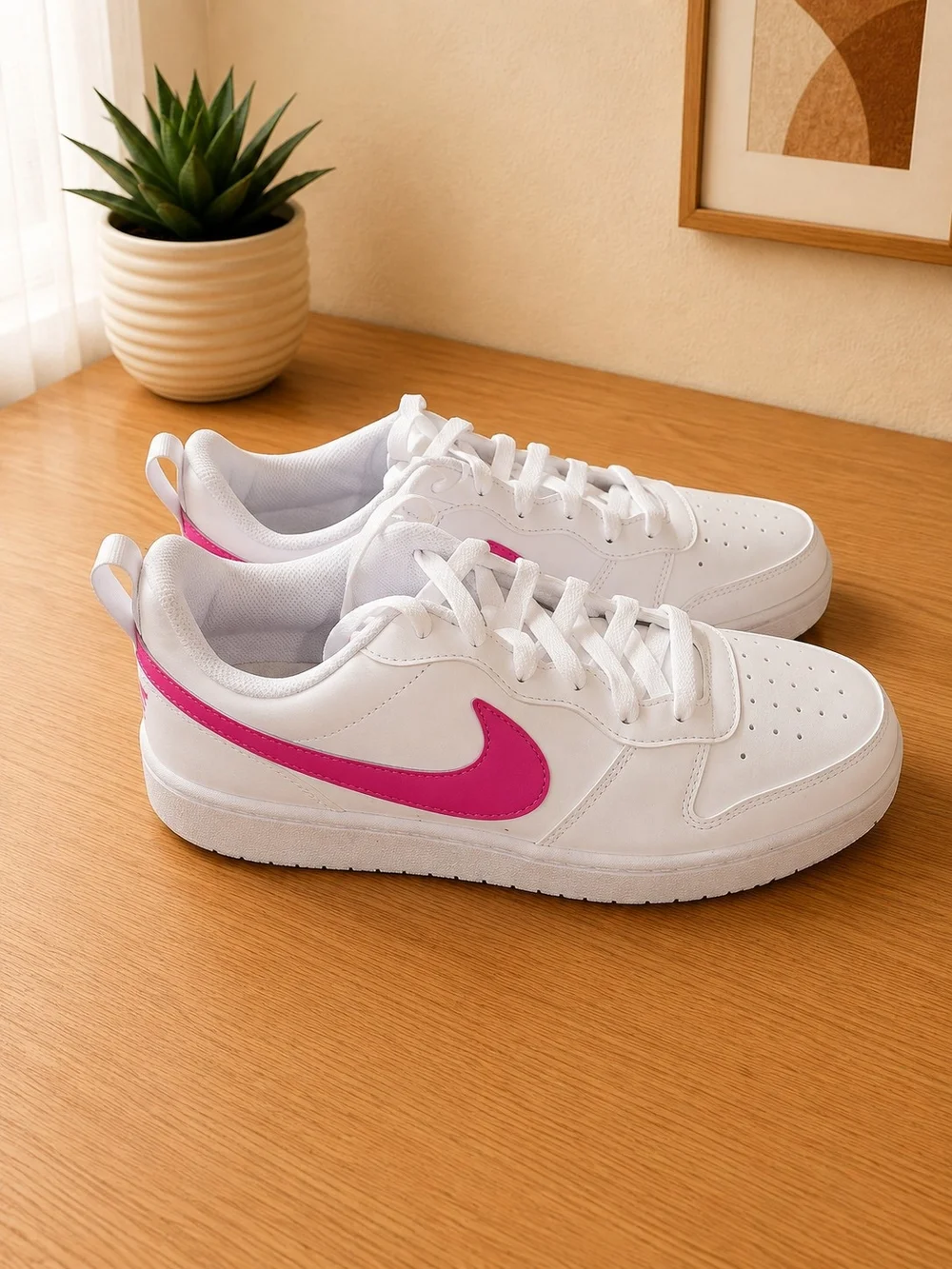 Brand New Nike Court Borough Low Recraft White Pink Size 6Y